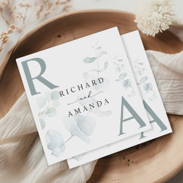 Moderne Elegante Grüne Minimalistische Hochzeit Serviette