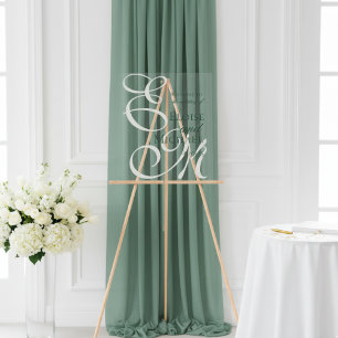 Moderne elegante grüne Monogram-Kalligrafie-Hochze Acrylschild