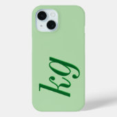 Moderne elegante grüne Monogramm-Initialen Case-Mate iPhone Hülle (Rückseite)