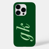 Moderne elegante grüne Monogramm-Initialen Case-Mate iPhone Hülle (Rückseite)