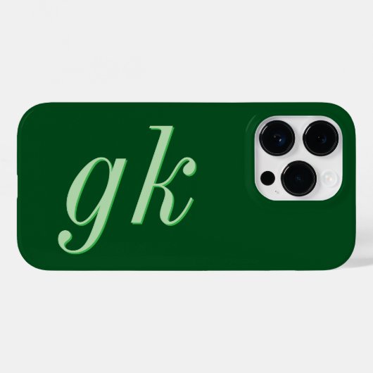 Moderne elegante grüne Monogramm-Initialen Case-Mate iPhone Hülle (Rückseite (Horizontal))