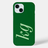 Moderne elegante grüne Monogramm-Initialen Case-Mate iPhone Hülle (Rückseite)