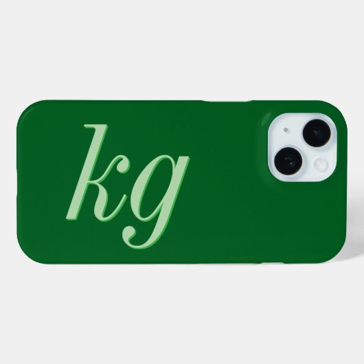 Moderne elegante grüne Monogramm-Initialen Case-Mate iPhone Hülle (Rückseite (Horizontal))