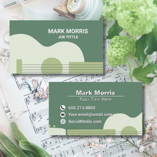 Moderne elegante grüne Musik Gitarre & Ukulele Visitenkarte