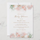 Moderne elegante grüne Rosa Boho Agate Babydusche Einladung (Vorderseite)