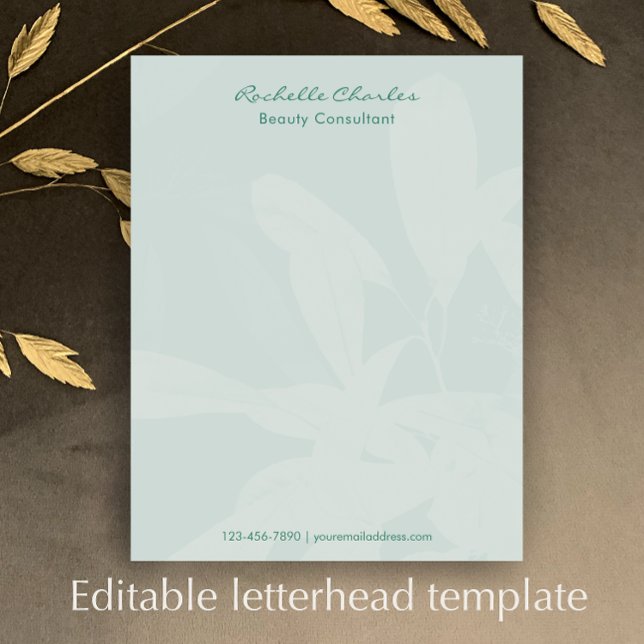 Moderne elegante grüne Schrift personalisierte Ges Briefbogen (Add your custom text to this elegant green business letterhead paper. Professional and personalized.)