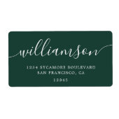 Moderne elegante grüne Script-Rücksendeadresse (Vorne)