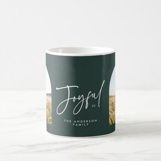 Moderne elegante grüne Typografie froh Weihnachten Kaffeetasse (Mittel)