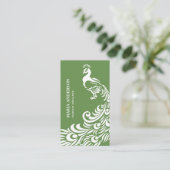 Moderne elegante, grüne und weiße Pfaue Visitenkarte (Stehend Vorderseite)