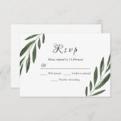 Moderne elegante grüne Wasserfarben Leaf Wedding R RSVP Karte (Vorne/Hinten)
