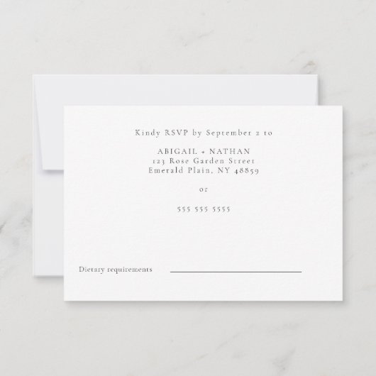 Moderne Elegante Grüne Weinroute Mendrisiotto RSVP Karte (Rückseite)