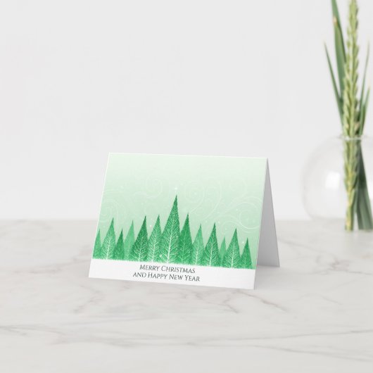 Moderne elegante grüne Winterbäume Weihnachtskarte Karte (Vorderseite)