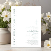 Moderne elegante Grünkreuz Erste Heilige Kommune Einladung