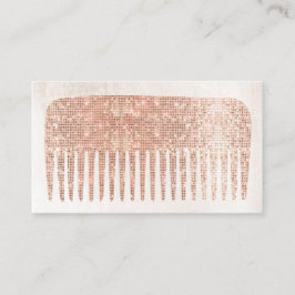 Moderne Elegante Haar Salon Rose Gold Sequins Comb Visitenkarte