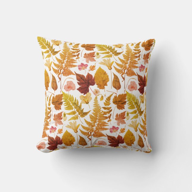 Moderne, elegante Halloween-Blätter & Blume Kissen (Vorderseite)