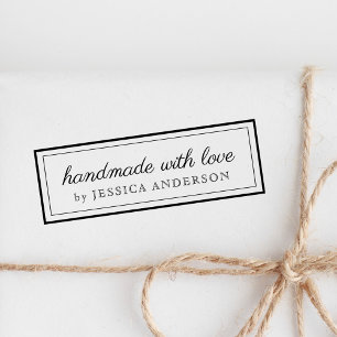 Moderne elegante Handarbeit mit Liebe Produktlogo Permastempel