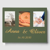 Moderne elegante handgeschriebene Foto-Hochzeitsle Gästebuch (Vorderseite)