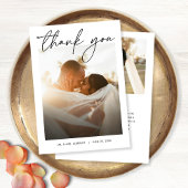 Moderne, elegante, handgeschriebene Hochzeit von F Dankeskarte