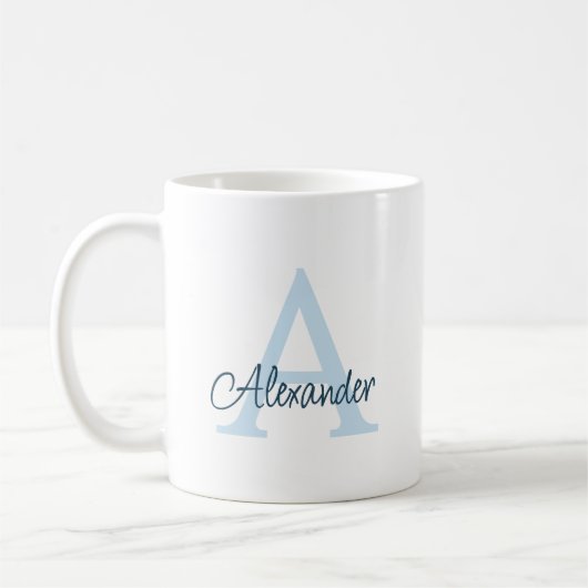 Moderne elegante handgeschriebene Schrift Monogram Kaffeetasse (Links)