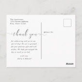 Moderne Elegante Handschrift Hochzeit Vielen Dank Postkarte (Rückseite)