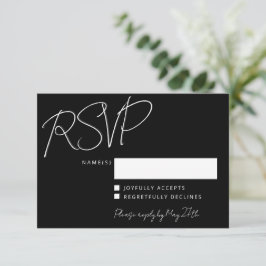 Moderne Elegante Handwriting Black Chic Hochzeit RSVP Karte
