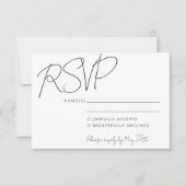 Moderne elegante Handwriting White Wedding RSVP Einladung (Vorderseite)