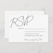Moderne elegante Handwriting White Wedding RSVP Einladung (Vorne/Hinten)