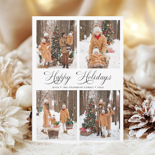 Moderne Elegante Happy Holidays 4 Foto Feiertagskarte