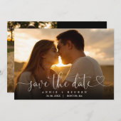 Moderne elegante Heart Script Foto Wedding Save The Date (Vorne/Hinten)