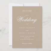 Moderne elegante hellbraune Hochzeit Einladung (Vorderseite)