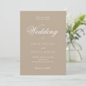 Moderne elegante hellbraune Hochzeit Einladung (Stehend Vorderseite)