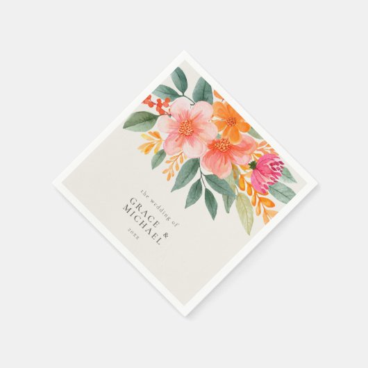 Moderne elegante, helle Blumenhochzeit Serviette (Ecke)