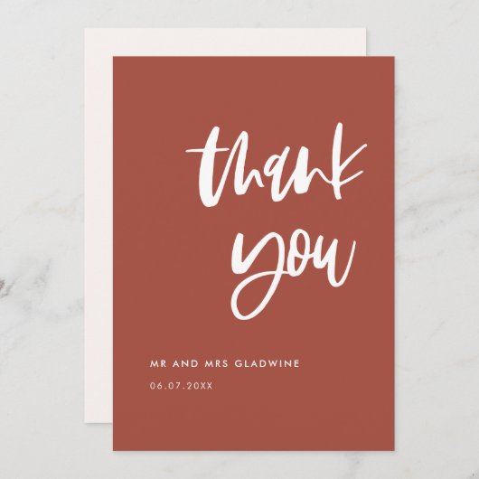 Moderne, elegante Hochzeit aus gebranntem Backstei Einladung (Vorne/Hinten)