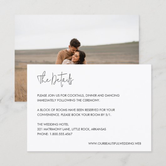 Moderne elegante Hochzeit Begleitkarte (Vorne/Hinten)
