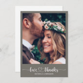 Moderne Elegante Hochzeit Danke Foto Card (Vorne/Hinten)