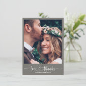 Moderne Elegante Hochzeit Danke Foto Card (Stehend Vorderseite)