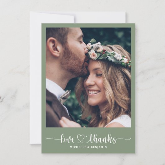 Moderne Elegante Hochzeit Danke Foto Card (Vorderseite)