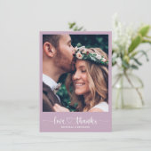 Moderne Elegante Hochzeit Danke Foto Card (Stehend Vorderseite)