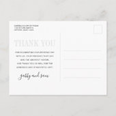 Moderne elegante Hochzeit Danke Postcard Postkarte (Rückseite)