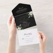 Moderne Elegante Hochzeit der Elfenbeinflora All In One Einladung (Abreißen)