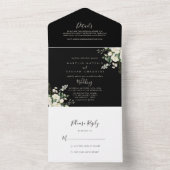 Moderne Elegante Hochzeit der Elfenbeinflora All In One Einladung (Innen Boden)