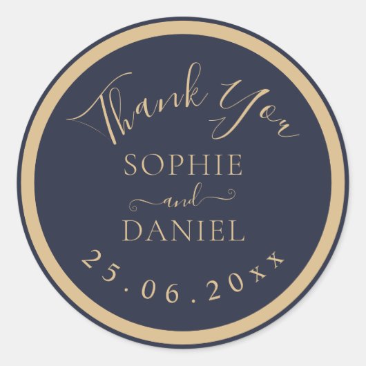 Moderne elegante Hochzeit der Goldmedaille Runder Aufkleber (Vorderseite)