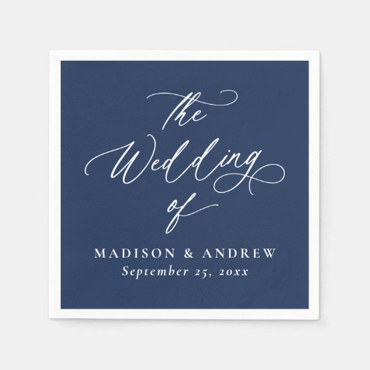 Moderne, elegante Hochzeit der Kalligraphie Serviette (Vorderseite)