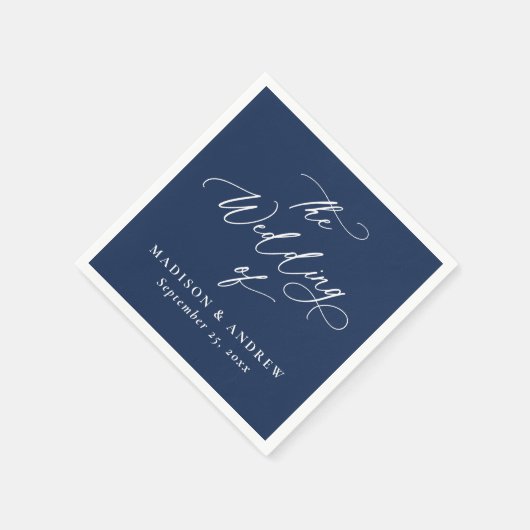 Moderne, elegante Hochzeit der Kalligraphie Serviette (Ecke)