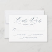 Moderne, elegante Hochzeit der Navy RSVP Karte (Vorderseite)