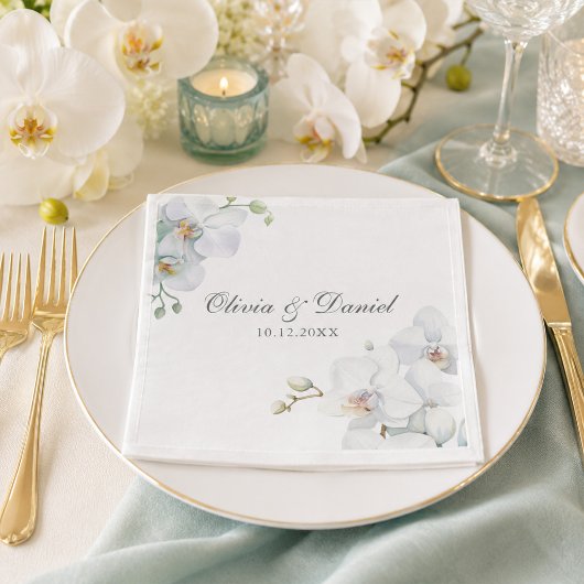 Moderne, elegante Hochzeit der Orchideen Serviette