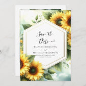 Moderne, elegante Hochzeit der Sonnenblumen Save The Date (Vorne/Hinten)