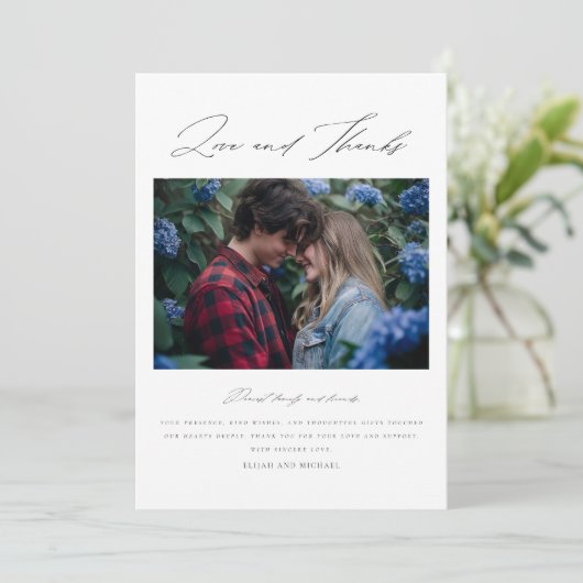 Moderne, elegante Hochzeit des Personalisierten Fo Dankeskarte (Stehend Vorderseite)