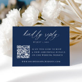 Moderne elegante Hochzeit des QR-Codes der Marine RSVP Karte