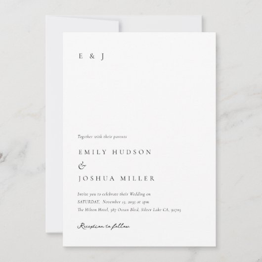 Moderne, elegante Hochzeit Einladung (Vorderseite)